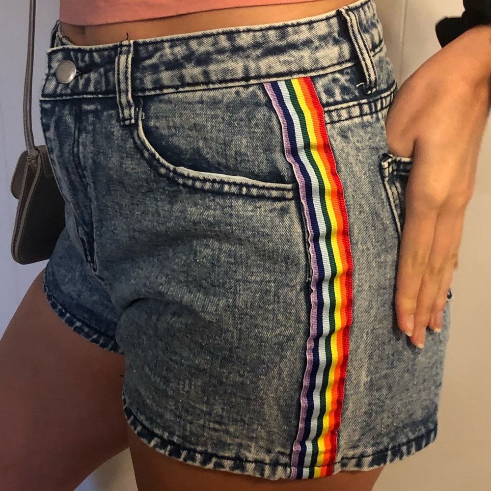 Rainbow strip jean short